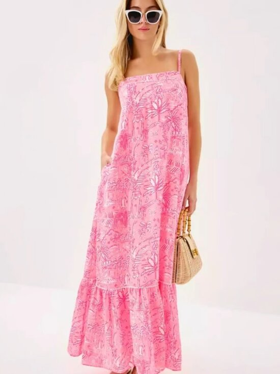 Lilly Pulitzer Dresses & Skirts - NWT Lilly Pulitzer Rosalie Linen Maxi Dress Penny’s Playground Pink Toile Size 6